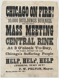 Broadside Advertising Rally in Cleveland, Ohio, to Assist Victims of the Chicago Fire of 1871, 1871